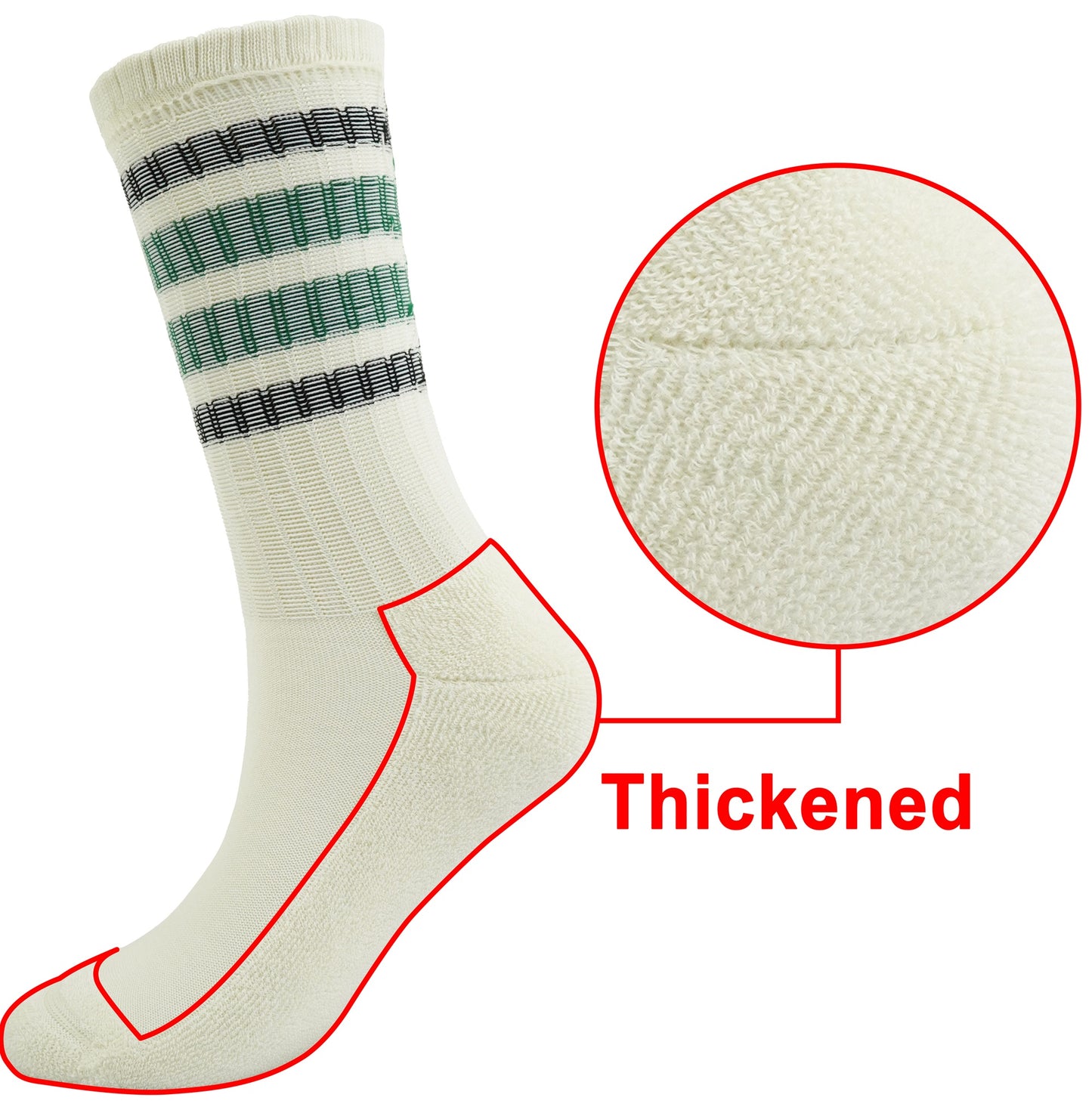 BomKinta Striped Crew Socks Women - Retro Novelty Socks - Stretchy Casual Athletic Cotton Sock Size 5-11