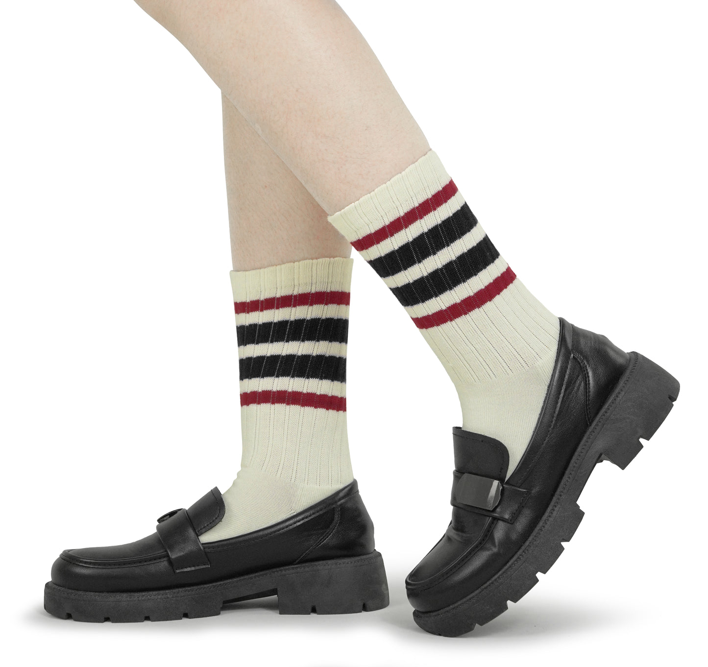 BomKinta Striped Crew Socks Women - Retro Novelty Socks - Stretchy Casual Athletic Cotton Sock Size 5-11