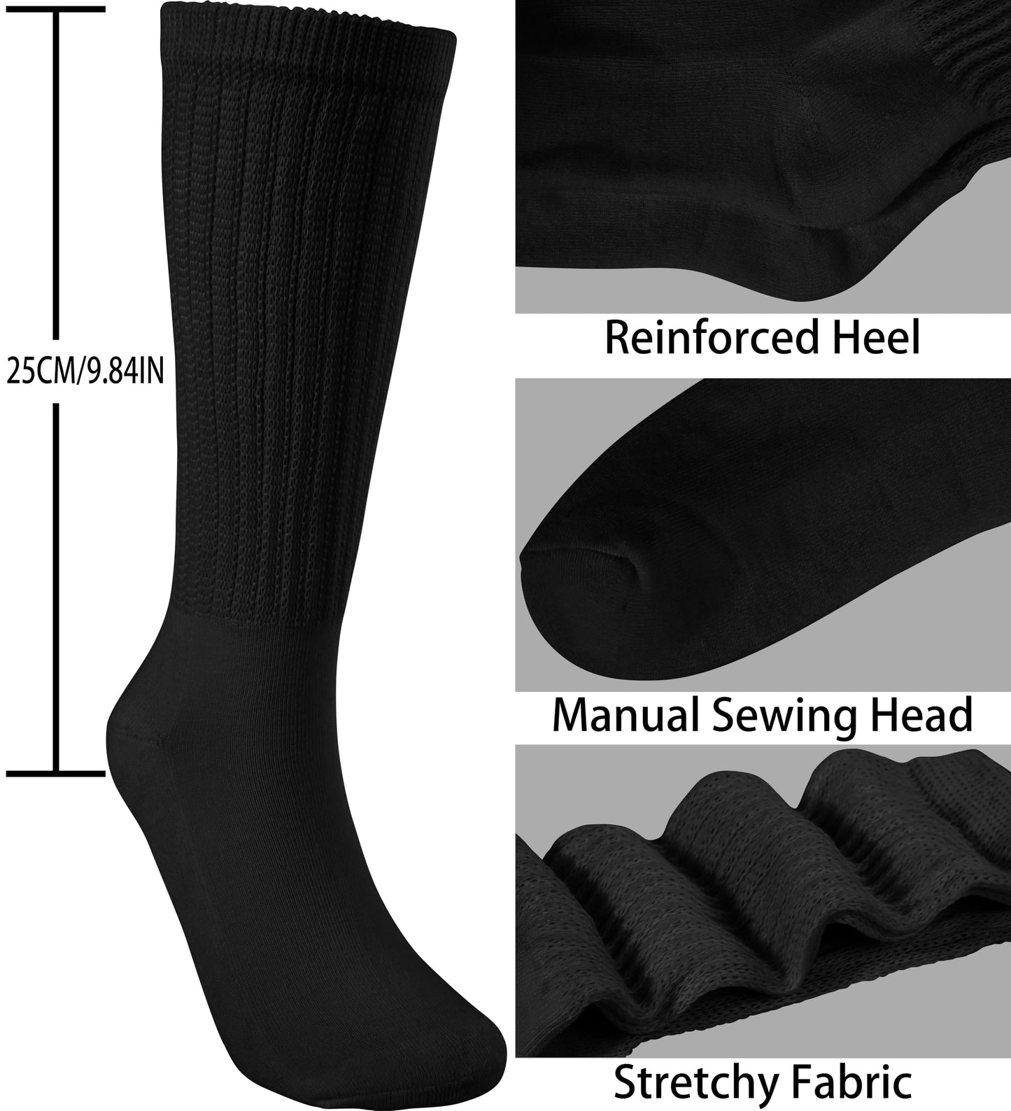 BomKinta Crew Slouch Socks Women - Retro Scrunch Short Sock - Soft Solid Ankle Socks Size 5-11