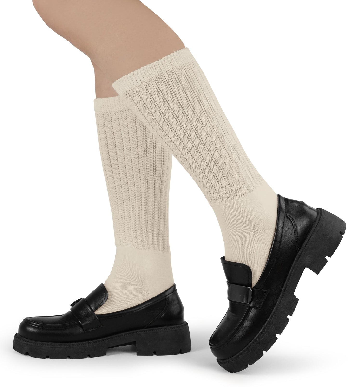 BomKinta Crew Slouch Socks Women - Retro Scrunch Short Sock - Soft Solid Ankle Socks Size 5-11