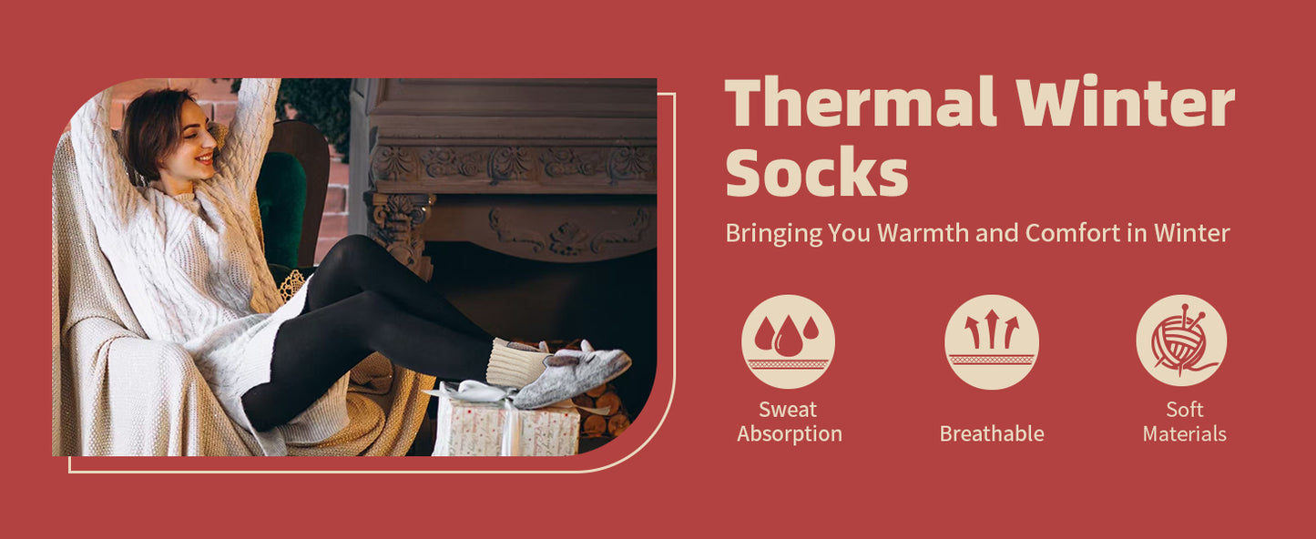 BomKinta Boot Socks for Women Winter Solid Thick Warm Socks Cozy Crew Socks Christmas Gift