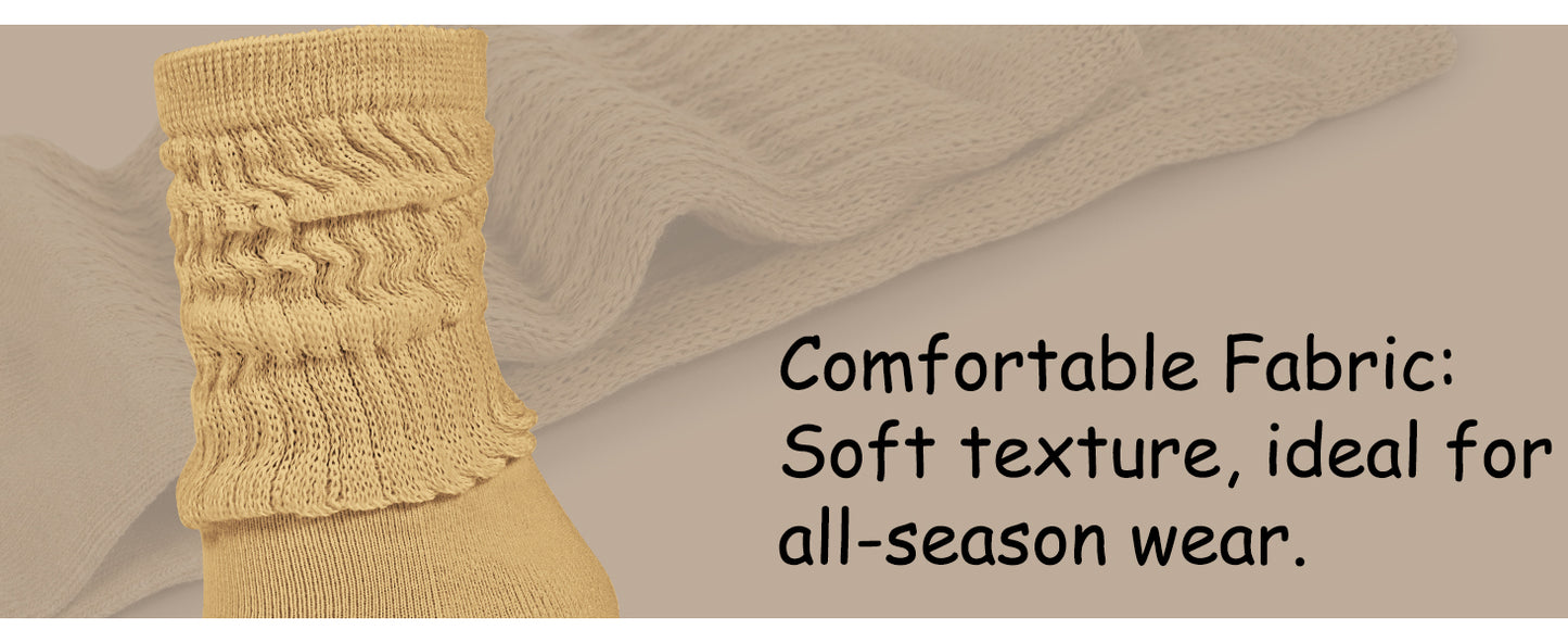 BomKinta Crew Slouch Socks Women - Retro Scrunch Short Sock - Soft Solid Ankle Socks Size 5-11