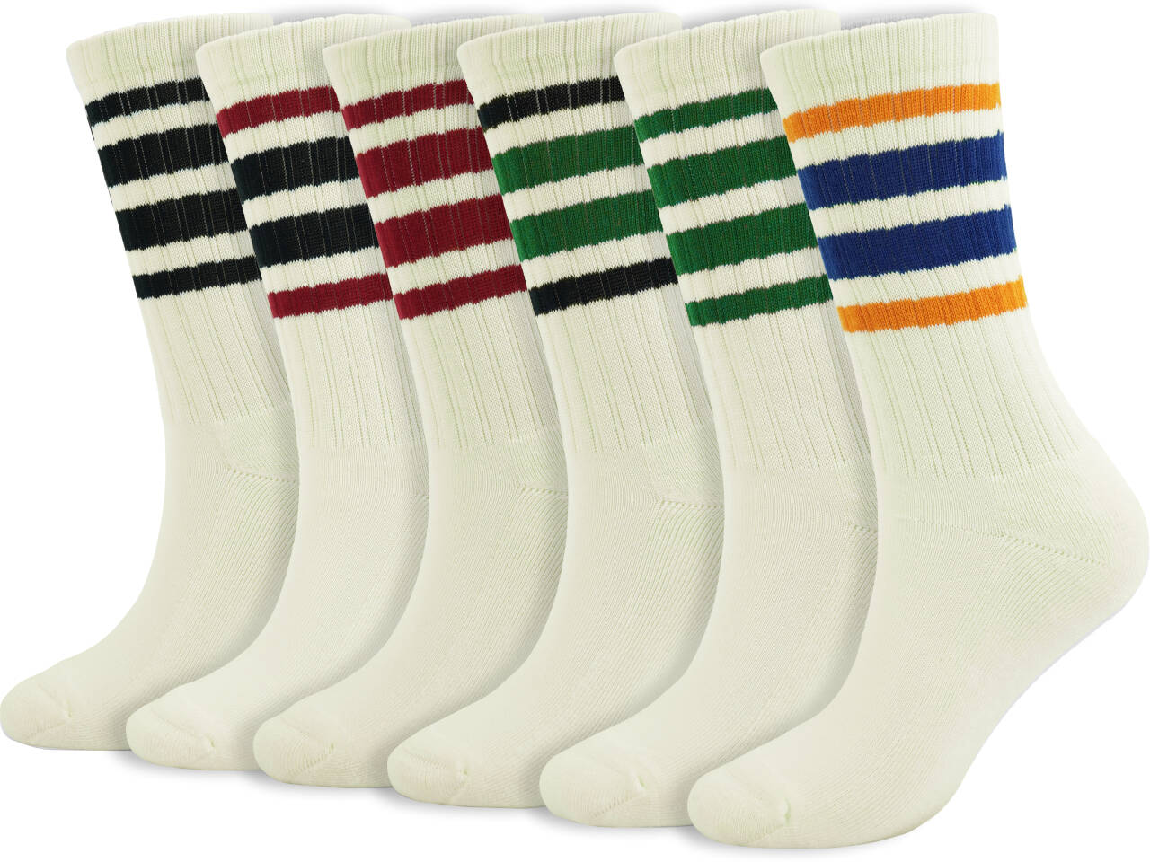 BomKinta Striped Crew Socks Women - Retro Novelty Socks - Stretchy Casual Athletic Cotton Sock Size 5-11