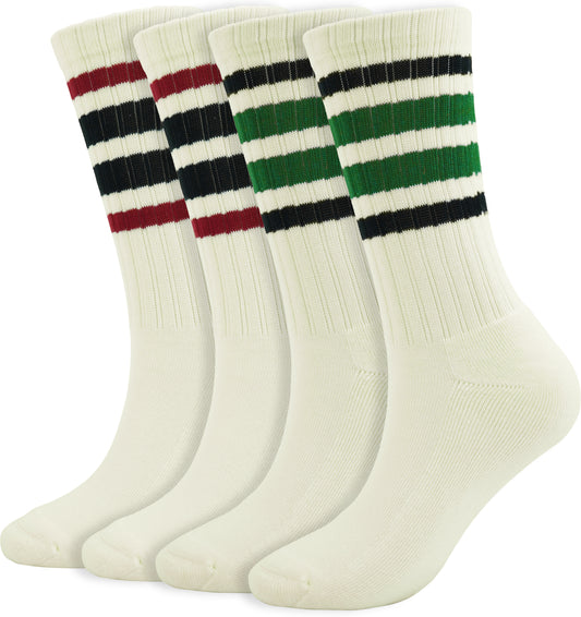 BomKinta Striped Crew Socks Women - Retro Novelty Socks - Stretchy Casual Athletic Cotton Sock Size 5-11