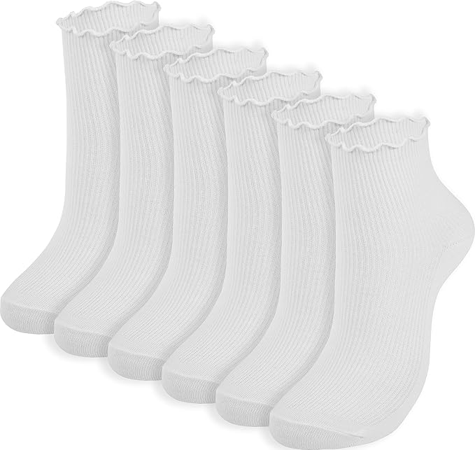 BomKinta Ankle Ruffle Socks Women - Cute Crew Frilly Sock - Low Cut Cotton Socks