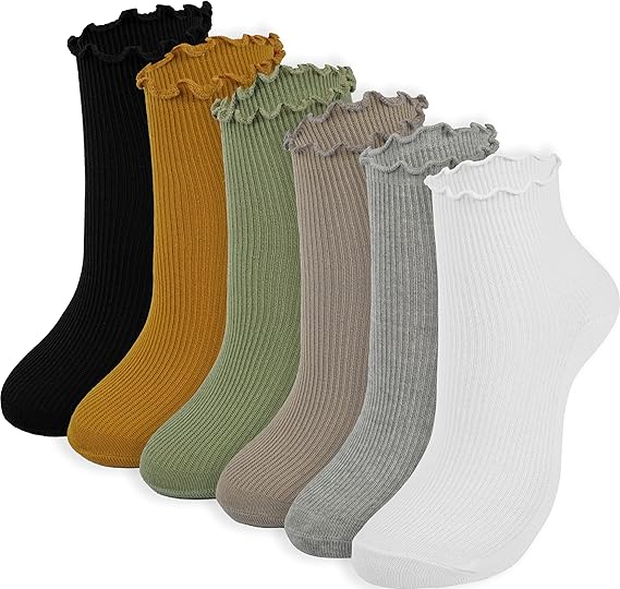 BomKinta Ankle Ruffle Socks Women - Cute Crew Frilly Sock - Low Cut Cotton Socks