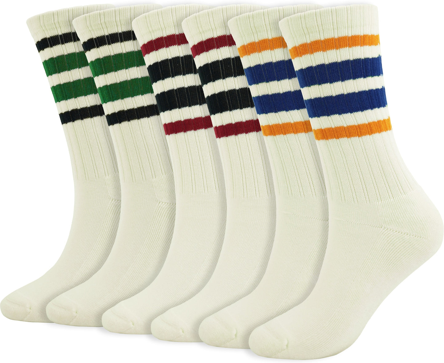BomKinta Striped Crew Socks Women - Retro Novelty Socks - Stretchy Casual Athletic Cotton Sock Size 5-11