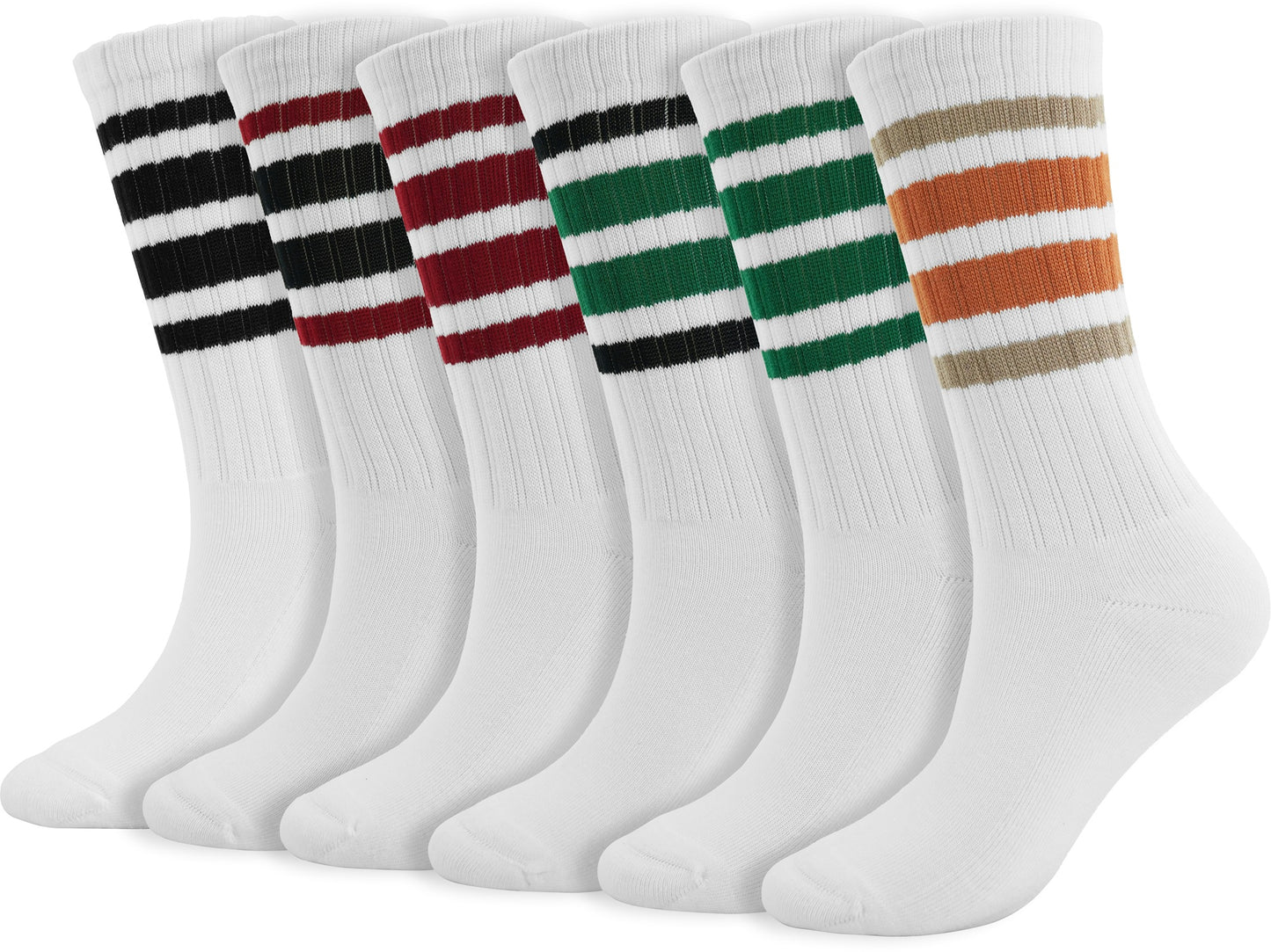 BomKinta Striped Crew Socks Women - Retro Novelty Socks - Stretchy Casual Athletic Cotton Sock Size 5-11