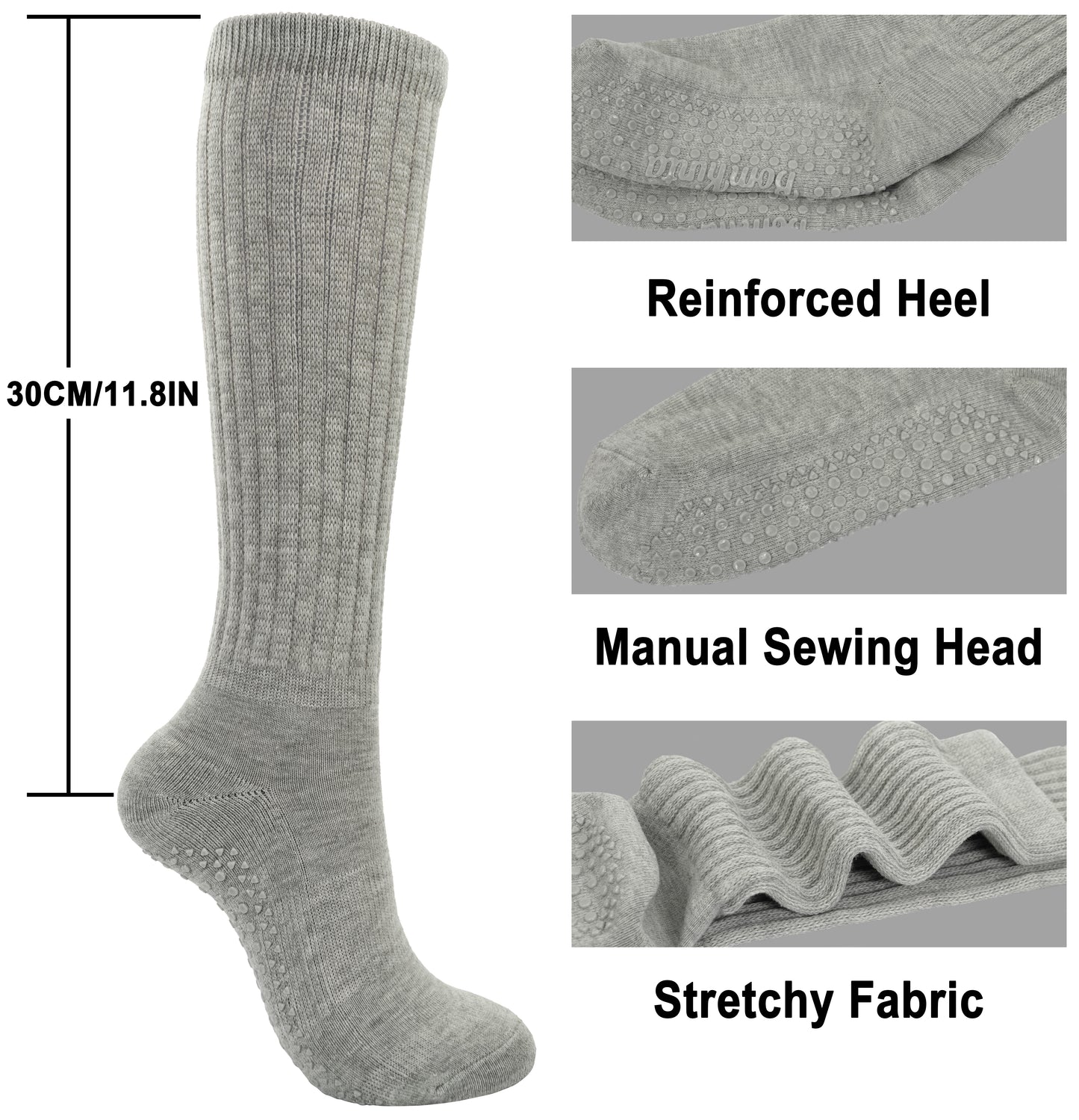 BomKinta Pilates Socks with Grips for Women - Yoga Grippy Slouch Scrunch Sock - Slipper Socks for Barre Workout Hospital