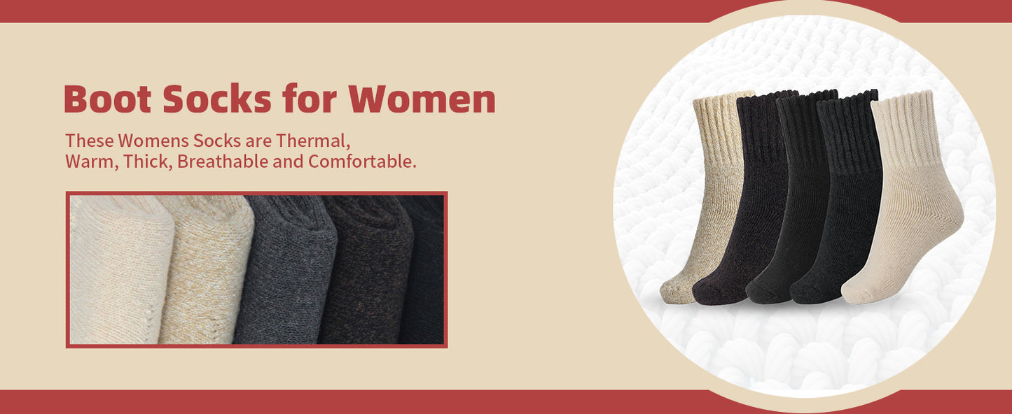 BomKinta Boot Socks for Women Winter Solid Thick Warm Socks Cozy Crew Socks Christmas Gift